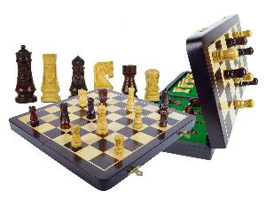 Medieval Design Magnetic Theme Chess Set 3" & 16" Folding Chess Board Rosewood/Maple